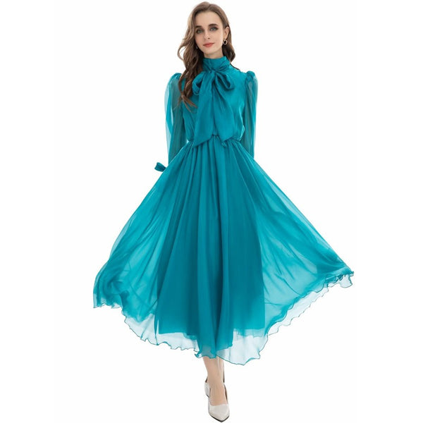 Lake blue flowing dress for women