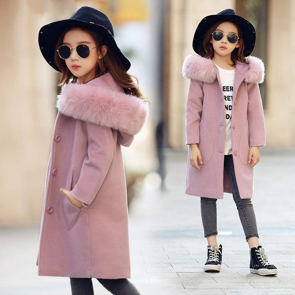 Girls Long Sleeve Hoode clothing Windbreaker spring autumn Winter clothes wool Coat Kids jacket Wedding Outwear parka