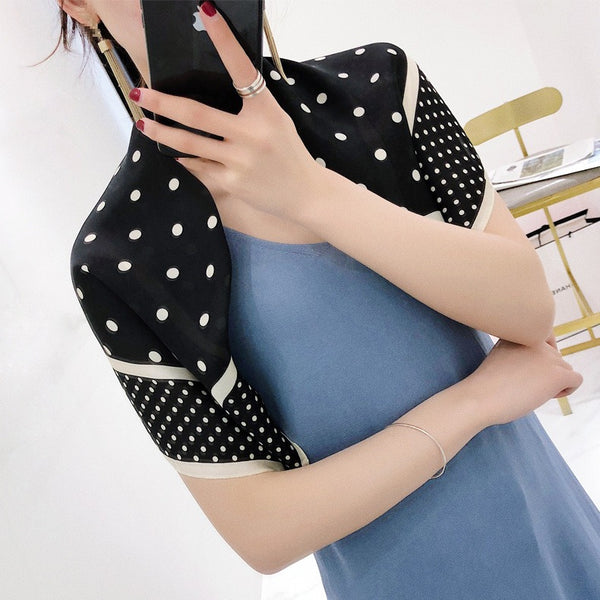 New 70 Dot Scarf, Small Square Scarf for Women's Decoration, Fashionable Summer Thin Retro Japanese Literary Scarf