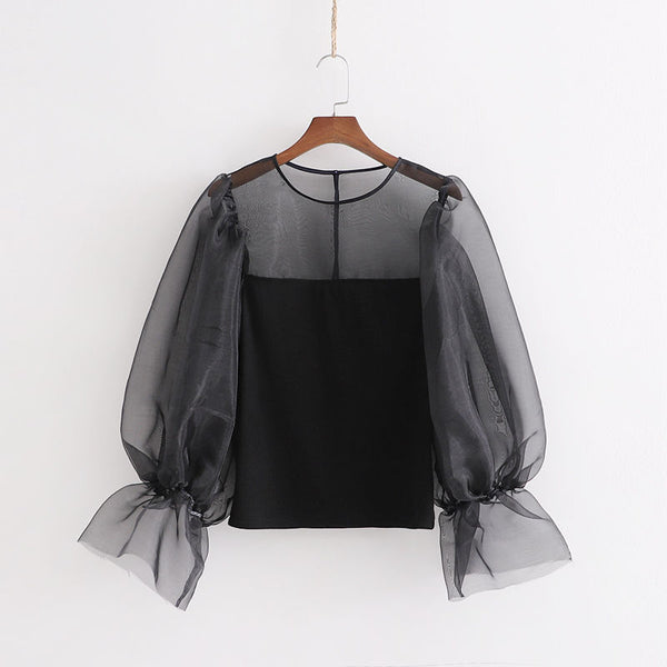 Transparent Hard Yarn Sleeve Loose And Thin Jacket