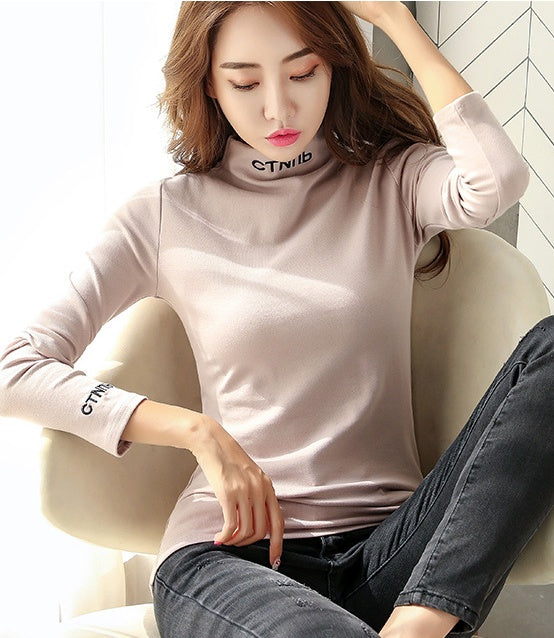 Half High Collar Plush Bottom Coat for Women's Autumn and Winter New Korean Version With White Long Sleeve T-shirt for Women