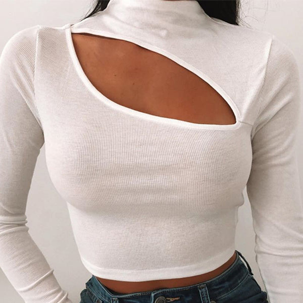 Autumn New Women's Women's European And American Ebay Hot Selling Hot Style Ins Sexy Threaded Hollow Long-Sleeved Top T-Shirt Women