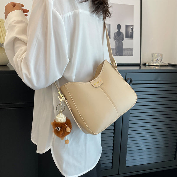 Casual Women's Shoulder Bag Fashion Large Capacity Crossbody Bags Women Solid Color Korean Style Simple Bucket Bag