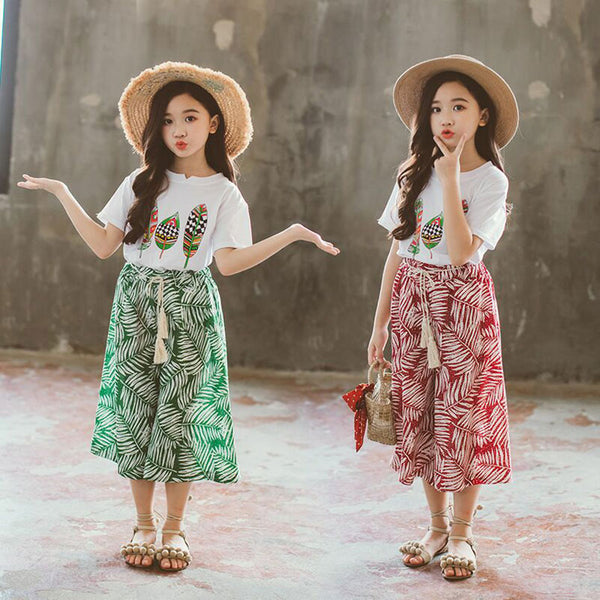 Summer Girls Clothes Sets Baby Girl Short Sleeve Shirt Top+Shorts Suits Kids Clothing Printed Children's Clothes 2pcs