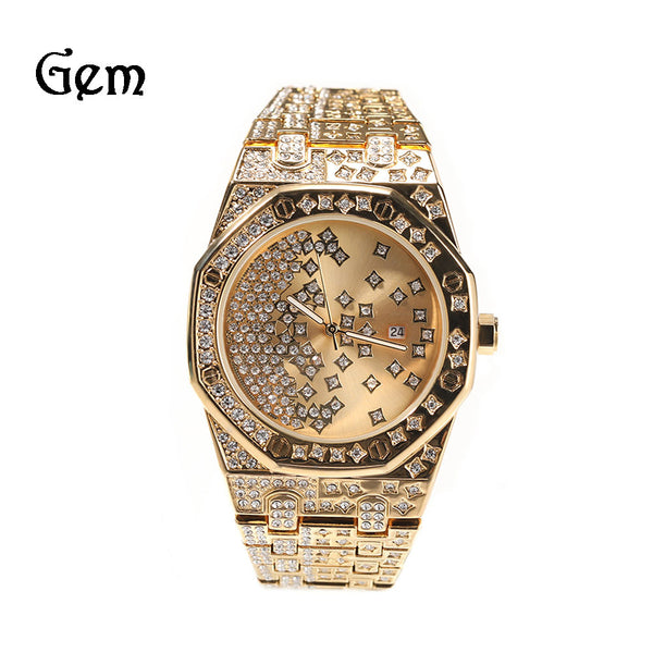 New Diamond-Studded Star Men's Watch Personality Gypsophila Large Dial Fashion Casual Quartz Watch