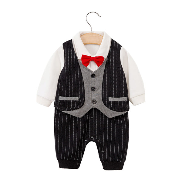 Childrens jumpsuit, babys one year old romper, long sleeved newborn hundred day gentlemanly suit, childrens clothin