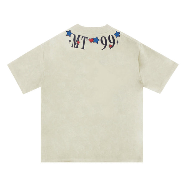 Embroidered Letter Crew Neck T-shirt Men