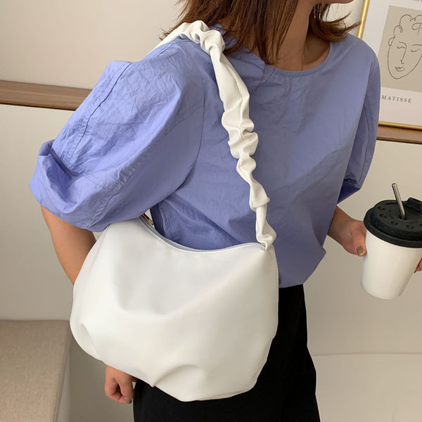 Soft Cloud Bag Korean Version Bag Women's New Shoulder Bag Fairy Student Underarm Bag Women's Pleated Handbag