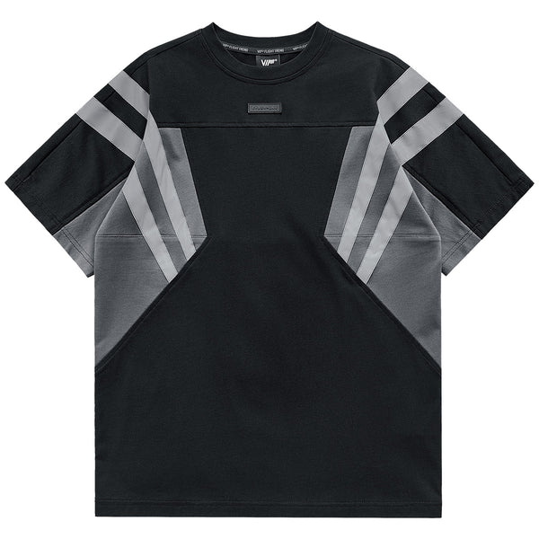 Reflective Strip Splicing Short Sleeved T-shirt For Men