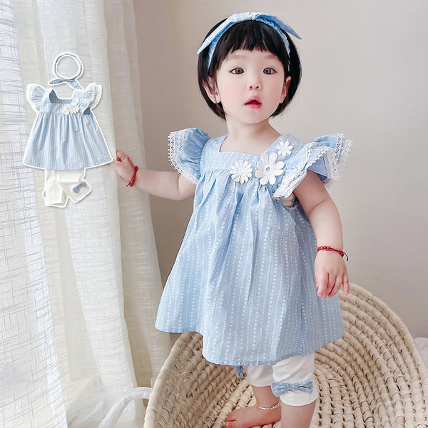 Children's Clothing New Summer Korean Clothing Water Drop Baby Clothes Cute Girls Suit