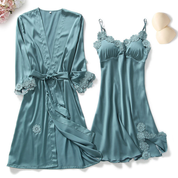 V-neck Lacy Nightdress Set