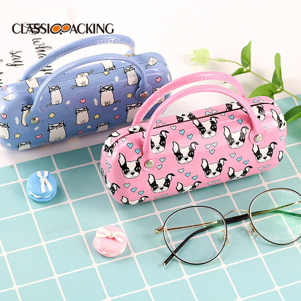 New Cute Cartoon Portable Children's Glasses Box Girls' Portable Compression Folding Myopia PU Glasses Box