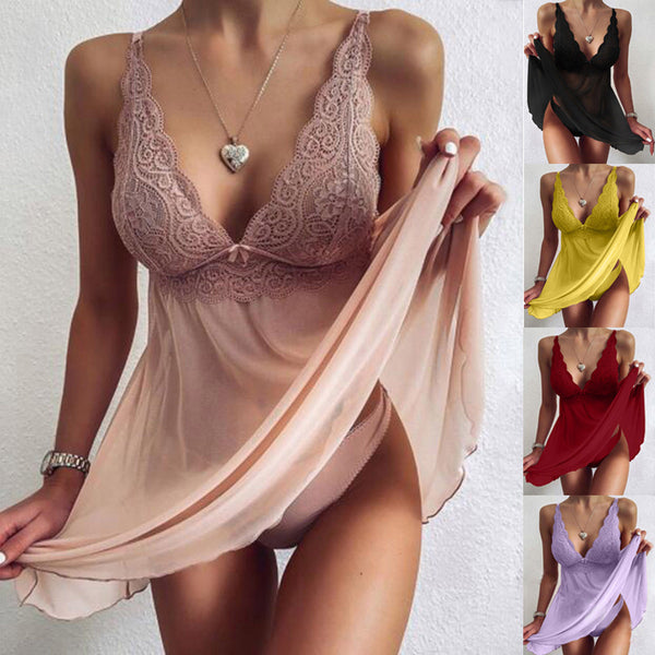 V Neck Pajamas Women's Lace Nightdress Pajamas