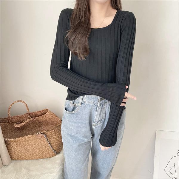 Autumn And Winter New Sweaters With Sweaters And Square Neck Bottoming Shirts