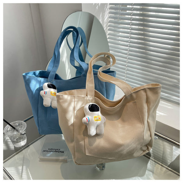Spring And Summer Big Bag Women's New Trendy Korean Style Casual Canvas Shoulder Bag Large Capacity Popular All-Match Tote Bag