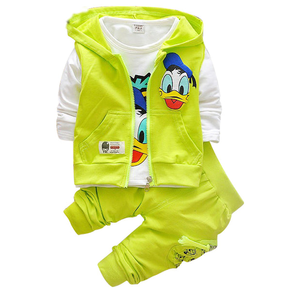 Boys Clothes Suits Cartoon Donald Duck Baby Kids Boys Outerwear Hoodie Jacket Baby Sport Boys Clothing Sets Suits