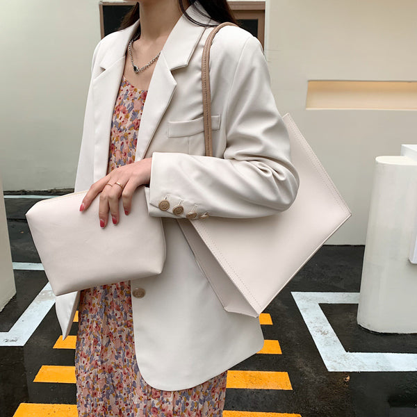 Texture Commuter Large Capacity Tote Bag Female Summer New Trendy Girl Portable Simple Shoulder Bag Large Bag