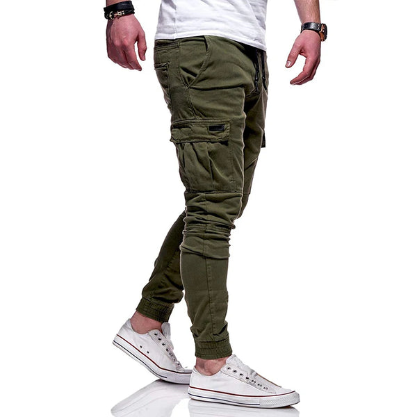 Autumn Men Hip Hop Joggers Pants Fitness Mens Solid Multi-Pocket Pants Tracksuit Breathable Bottoms Skinny Trousers Sweatpants