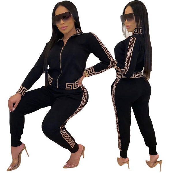 Tracksuit Women Elegant Two -Pieces Suit Sets Female Stylish