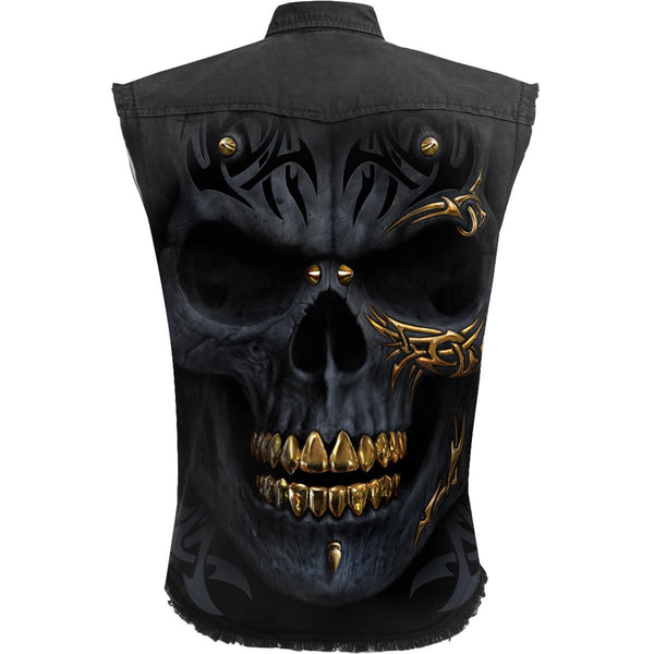 BLACK GOLD - Sleeveless Stone Washed Worker Black