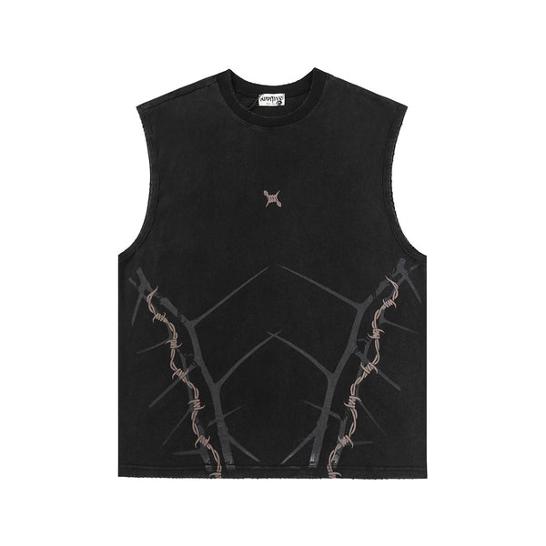 Twinnedgroove Thorn Print Sleeveless Vest