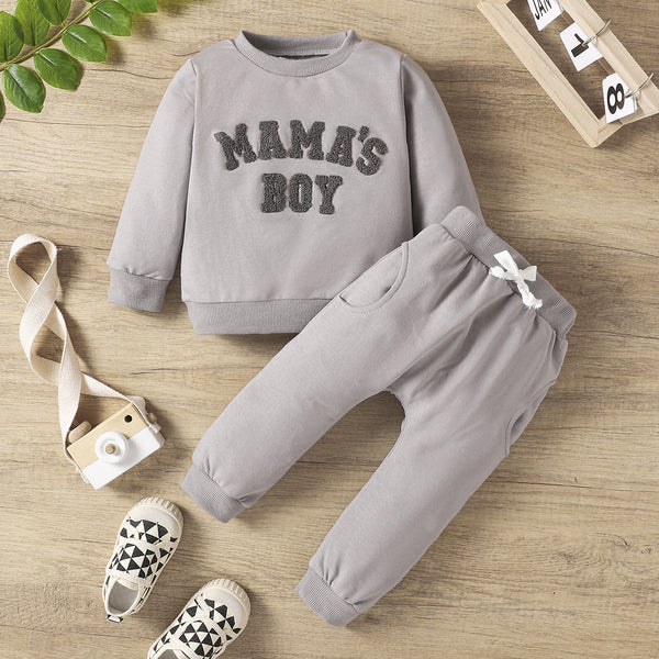 Autumn And Winter Children's Letter Printing Boys And Girls Long Sleeve Sweater Pants Two-piece Set
