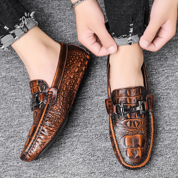 Crocodile Pattern Gommino Men's Shoes Breathable Business