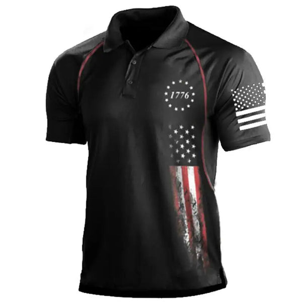 Independence Day Military Polo Shirt Men T-shirt American Flag