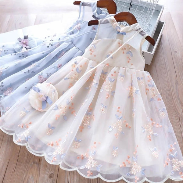 Menoea New Summer Girls Dresses Embroidered Dress Cheongsam Children's