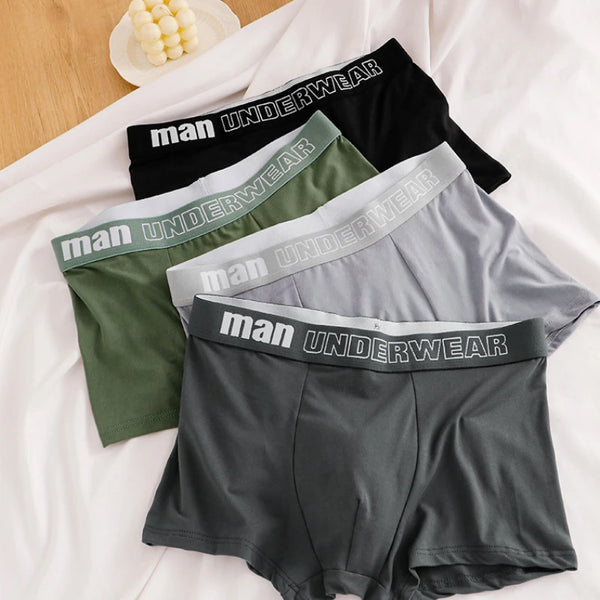 Man Underwear Fashion Solid Cotton Comfortable Breathable Boxers Men's