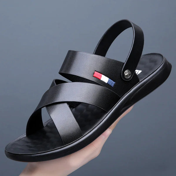 Summer Brand Men's Sandals Fashion designer sandals Beach Leather Sandals mens High Quality Outdoor Casual Shoes big size：38-48