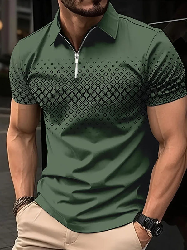 golf shirt fashion 3D T-shirt zipper POLO shirt casual short sleeve