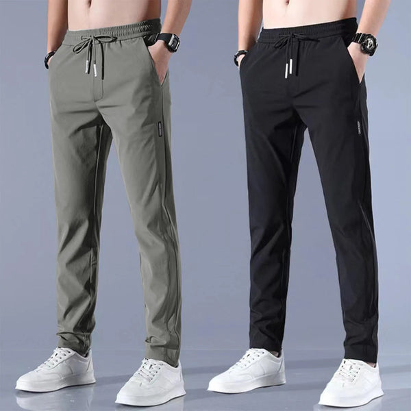 Men Quick Dry Pencil Pants Summer Elastic Ice Sports Sweatpants Athletic Jogger City Tactical Stretch Trousers Tracksuit Bottoms