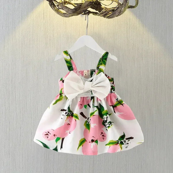 New Summer Baby Girl Dress Big Bow Infant Baby Girl Clothes Cute Print