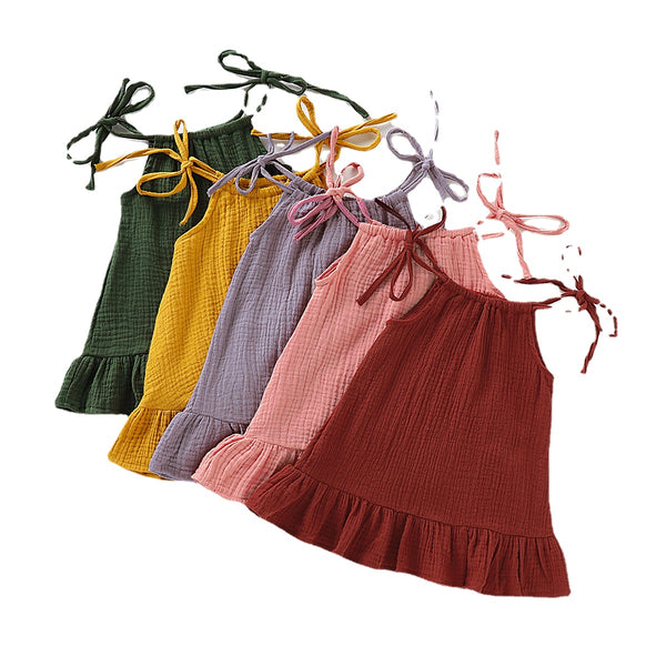 Summer Toddler Baby Girl Sleeveless Ruffles Dress Sarafan Kids Cotton