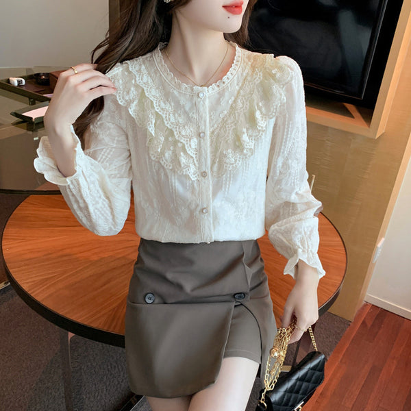 Women's Western-style Age-reducing Design Fashion Tops And Bottoming Shirts