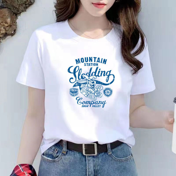 Women's New White Trend Women's Short Sleeved T-shirt Loose Fitting