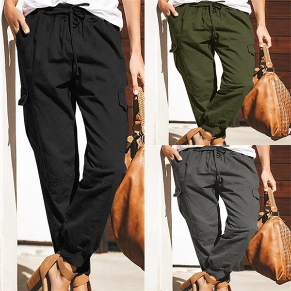 Women Pants Sweatpants Pockets Elastic Waist Jogger Pants Lounge Trousers