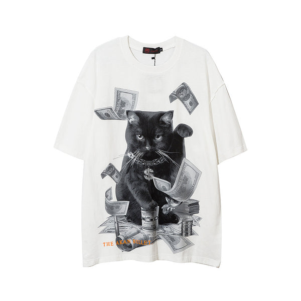 Animal Cat Printing Short-sleeved T-shirt For Men