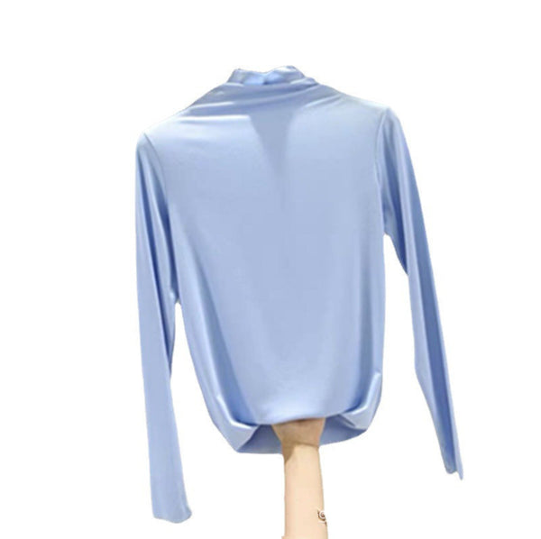 Long-sleeved T-shirt Half-high Collar Bottoming Shirt Women Korean Style Women's Slim Fit Inner Top