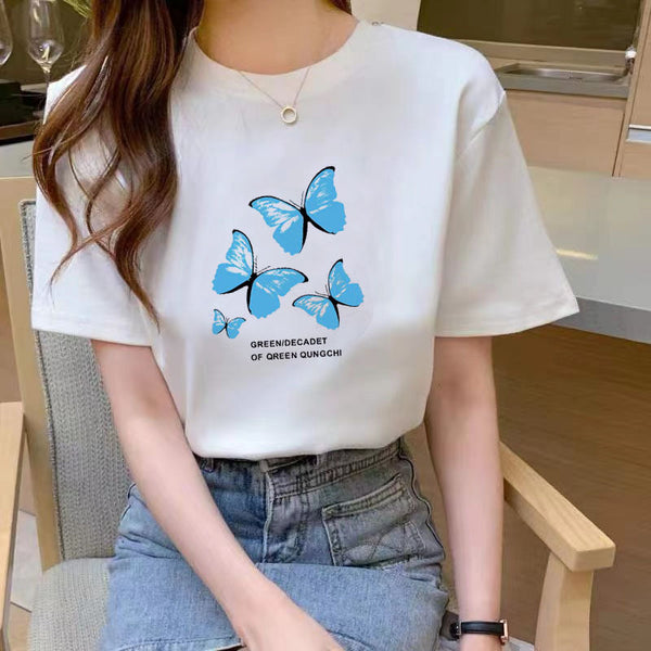 Summer New Fashion Slimming Loose White Short-sleeved T-shirt For Students Women