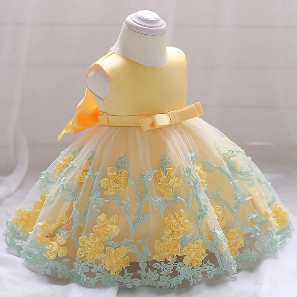 Girls Dresses baby flower lace dress female baby hundred days wedding princess dress Lining cotton baby girl clothes