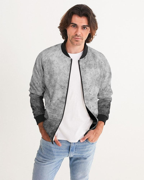 Mens Bomber Jacket, Grey And Black Tie Dye Pattern