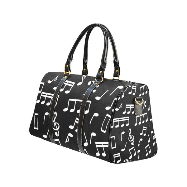 Travel Bag, Leather Carry On Large Luggage Bag, Black Music Notes